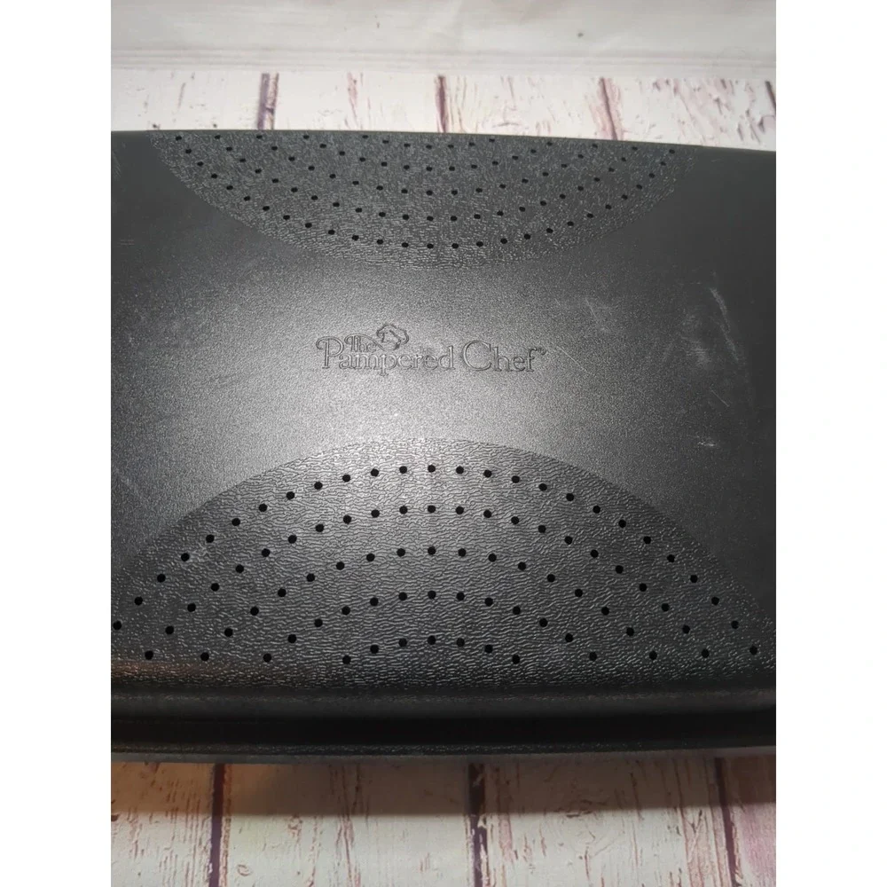 The Pampered Chef Black Shallow‎ Rectangle Microwave Cooker Bacon Steamer #1146